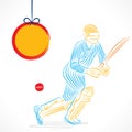 Creative abstract cricket player design by brush stroke Royalty Free Stock Photo