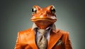 Abstract Illustration of a Character in an Orange Suit with a Frog Head - Generative Ai