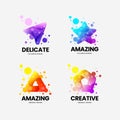 Abstract exclusive isolated vector logo sign. Logotype emblem illustration set. Digital badge design layout bundle.