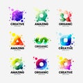 Abstract exclusive isolated vector logo sign. Logotype emblem illustration set. Digital badge design layout bundle.