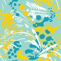 Creative abstract floral vegetal simless pattern, background. Hand drawn textures. Trendy graphic design for fabric.