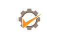 Creative Abstract Gear Orange Check Logo Design Illustration