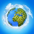 Creative abstract global ecology and environment protection business concept: 3D render illustration of miniature mini green Earth Royalty Free Stock Photo