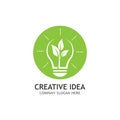 Creative Abstract Green Bulb Leaf Logo Design Vector Symbol Illustration. Royalty Free Stock Photo