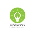 Creative Abstract Green Bulb Leaf Logo Design Vector Symbol Illustration. Royalty Free Stock Photo