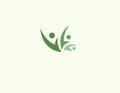 Abstract green logo people similar to plant leaves for company