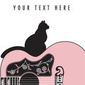Creative abstract guitar background with a cat
