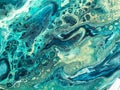 Creative abstract hand-painted background, wallpaper, backdrop, art. Green, gold, blue Royalty Free Stock Photo