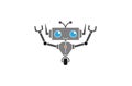 Creative Abstract Happy Gray Robot Logo