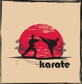 Creative abstract illustration of karate fighters