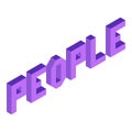 Creative abstract illustration with violet word `people` on white background. Isometric design. 3D concept. Royalty Free Stock Photo