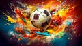 creative abstract image soccer sport, football ball, art watercolors colorful banner