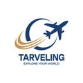 Travel Agency Logo Design Flying Plane Travel Destination Logotype Royalty Free Stock Photo