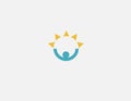 Abstract logo icon man holding a sun in his hands for the company Royalty Free Stock Photo