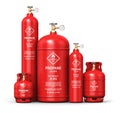 Set of different liquefied propane industrial gas containers Royalty Free Stock Photo