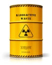 Yellow drum with radioactive waste isolated on white background