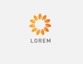 Creative abstract orange logo icon leaves plants pattern in a circle for the company Royalty Free Stock Photo