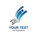 Creative abstract pixel human up vector logo design template element. Colored blue grey concept icon Royalty Free Stock Photo