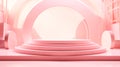 Creative abstract podium, empty stage pink background. Minimalism, modern showcase for cosmetic or medical products