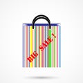 Creative abstract shopping bag logo design with barcode symbol. Royalty Free Stock Photo