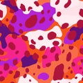 Creative abstract spot leopard skin seamless pattern. Funny african cats cheetah skin background. Animal fur wallpaper