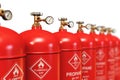 Row of liquefied propane industrial gas containers Royalty Free Stock Photo