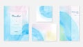 Creative abstract template background set with bright blue watercolor stain