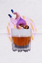 Creative abstract template graphics collage image of funny cool guy dancing whiskey glass isolated drawing background