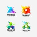 Abstract triangle organic vector corporate identity logo sign. Logotype emblem illustration set. Delta organic badge design bundle Royalty Free Stock Photo