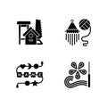 Creative activities black glyph icons set on white space