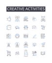 Creative activities line icons collection. Aptitude, Adroitness, Proficiency, Competence, Dexterity, Expertise, Finesse