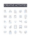 Creative activities line icons collection. Artistic expression, Imaginative play, Innovative thinking, Resourceful