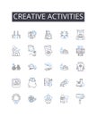 Creative activities line icons collection. Artistic expression, Imaginative play, Innovative thinking, Resourceful