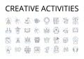 Creative activities line icons collection. Artistic expression, Imaginative play, Innovative thinking, Resourceful