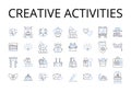 Creative activities line icons collection. Artistic expression, Imaginative play, Innovative thinking, Resourceful