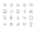 Creative activities outline icons collection. Innovative, Crafting, Drawing, Painting, Designing, Imaginative, Composing