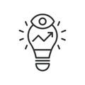 Creative Analytics, icon in line design. Creative, analytics, data, insights, analysis, chart, trends on white