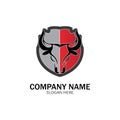 creative angry shield bull head logo design symbol vector illustration-vector Royalty Free Stock Photo