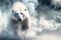 Polar bear surround with swirl smoke. dynamic composition and dramatic lighting