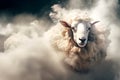 Sheep surround with swirl smoke. dynamic composition and dramatic lighting