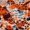 Creative animal fur wallpaper. Abstract textured leopard skin seamless pattern. Wild african cats camouflage background Royalty Free Stock Photo
