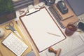 Creative architect desk sketch mockup Royalty Free Stock Photo