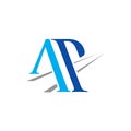 Creative arrangement of letter AP logo