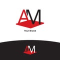 Creative arrangement of letter AM logo standing on base