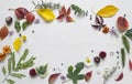 Creative arrangment made of autumn leaves Royalty Free Stock Photo