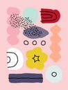 Creative art design template with abstract organic shapes in pastel colors. Bold and playful vector collage