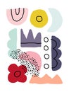 Creative art design template with abstract organic shapes in pastel colors. Bold and playful vector collage