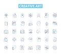 Creative art linear icons set. Visionary, Imaginative, Innovative, Expressive, Eccentric, Spirited, Colorful line vector