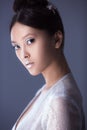 Creative art make-up and hairstyle. Portrait of beautiful asian girl. Royalty Free Stock Photo