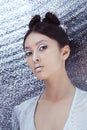 Creative art make-up and hairstyle. Portrait of beautiful asian girl. Royalty Free Stock Photo